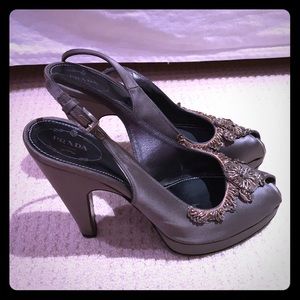 Prada Satin Embellished Heels